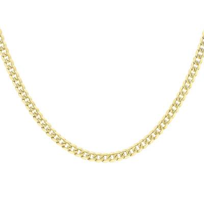 Chaîne Gourmette à Motifs en Or Jaune 375, Longueur 45 cm, Largeur 5,50 mm - Manillon