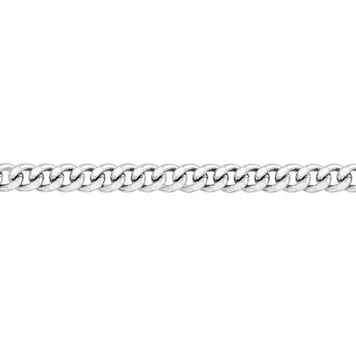 Bracelet Gourmette, Or Blanc 375, Longueur 22 cm, Largeur 1,00 mm à 1,80 mm - Manillon