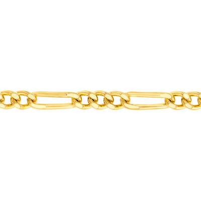 18K Yellow Gold Triple Alternating Oval Link Chain Bracelet, 22 cm Length, Width 1.40 mm to 6 mm - Manillon