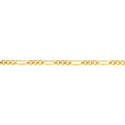 18K Yellow Gold Triple Alternating Oval Link Chain Bracelet, 22 cm Length, Width 1.40 mm to 6 mm - Manillon