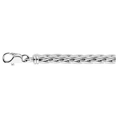 Bracelet Maille Palmier Creuse, Or Blanc 750, Largeur 4,00 mm, Longueur 19 cm - Manillon