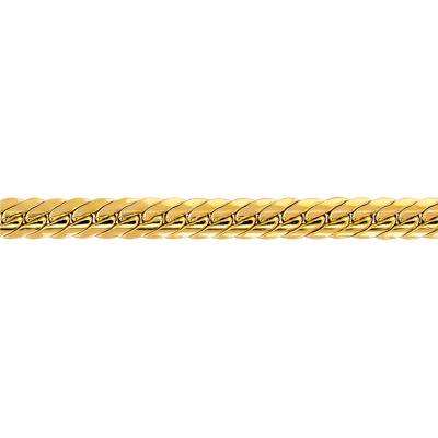750/1000 Yellow Gold Solid Bismarck Chain Bracelet, 18 cm Long, 3,00 mm to 4,00 mm Wide - Manillon