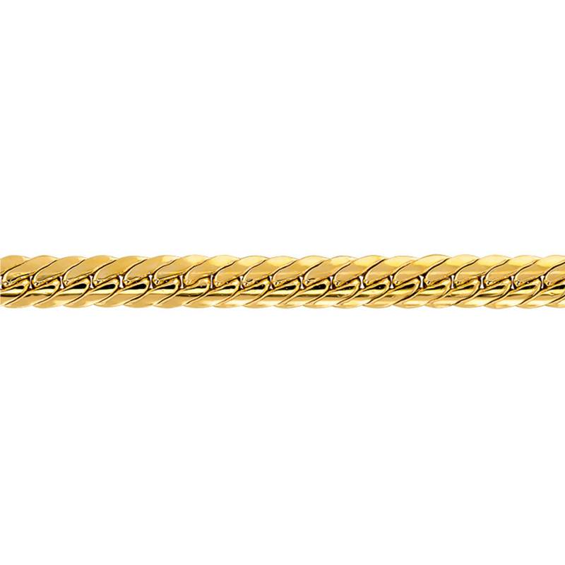 750/1000 Yellow Gold Solid Bismarck Chain Bracelet, 18 cm Long, 3,00 mm to 4,00 mm Wide - Manillon