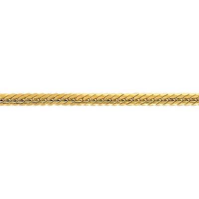 750/1000 Yellow Gold Solid Bismarck Chain Bracelet, 18 cm Long, 3,00 mm to 4,00 mm Wide - Manillon
