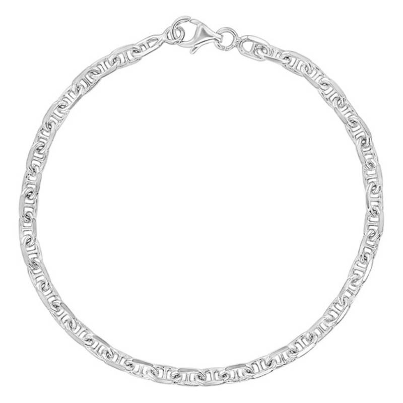 Rhodium-Plated 925 Silver Mariner Chain Bracelet, Length 18 cm - Manillon
