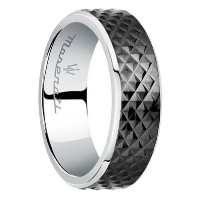 Bague Acier Inoxydable Argenté et Noir JM422AVD11 - Maserati