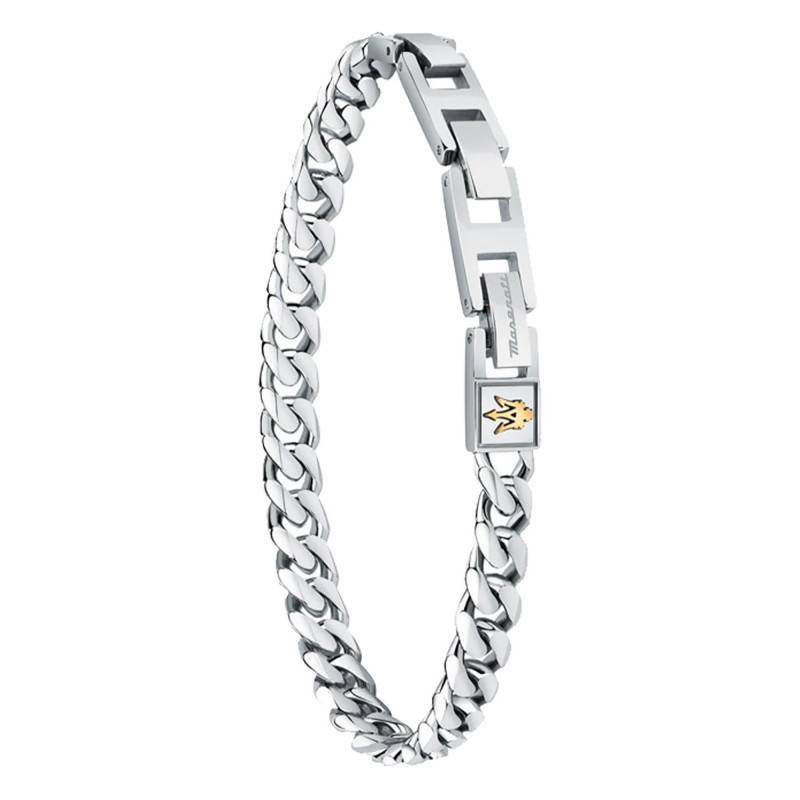 Silver Stainless Steel Curb Chain Bracelet, 22 cm - JM422AVD09 - Maserati