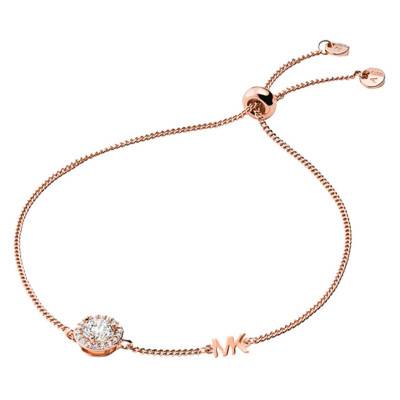 Bracelet coulissant MK zircons et plaqué or rose, Longueur 21,6 cm ajustable - Michael Kors