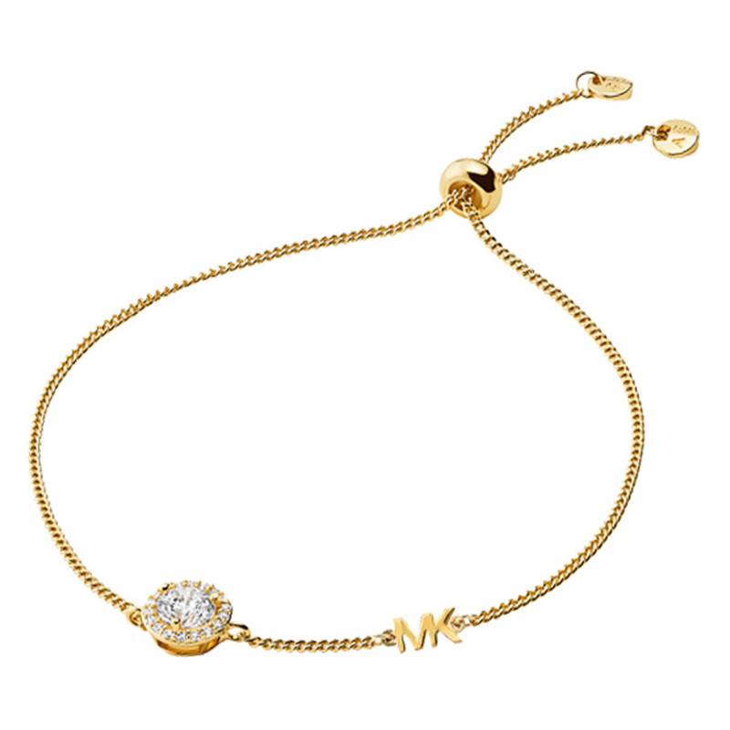 Yellow Gold-Plated & Cubic Zirconia MK Sliding Bracelet, Adjustable Length 21.6 cm - MKC1206AN710 - Michael Kors