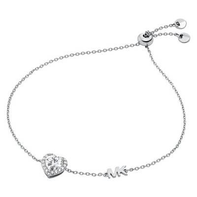 Sterling Silver 925 & White Zirconia Heart Bracelet, Adjustable Length 21.6 cm - MKC1518AN040 - Michael Kors