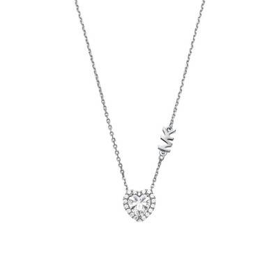 Collier coeur argent et brillants, Longueur ajustable 45 cm - Michael Kors