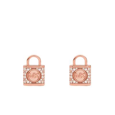 925 Silver & Cubic Zirconia Padlock Stud Earrings - Michael Kors