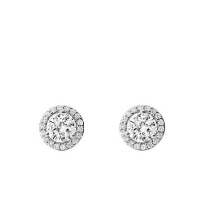 Rhodium-Plated Halo Cubic Zirconia Stud Earrings - Michael Kors