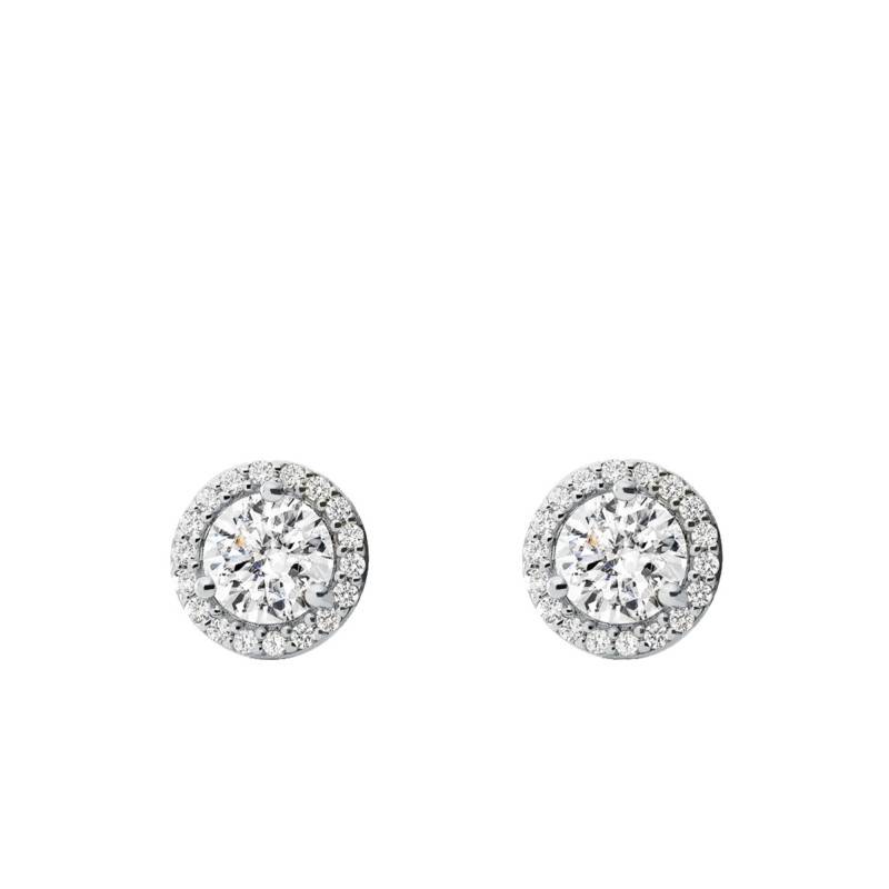Rhodium-Plated Halo Cubic Zirconia Stud Earrings - Michael Kors