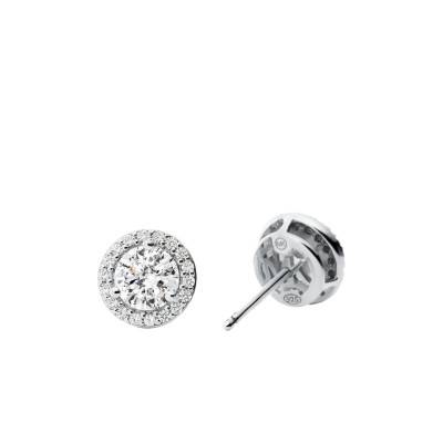 Rhodium-Plated Halo Cubic Zirconia Stud Earrings - Michael Kors