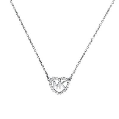 Collier MK cœur argent rhodié et zircons, Longueur 40,6 cm à 45,7 cm - Michael Kors