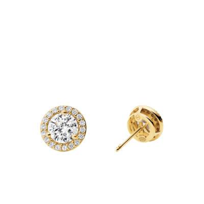 Clous d'Oreilles Halo, Zircons & Plaqué Or Jaune - Michael Kors