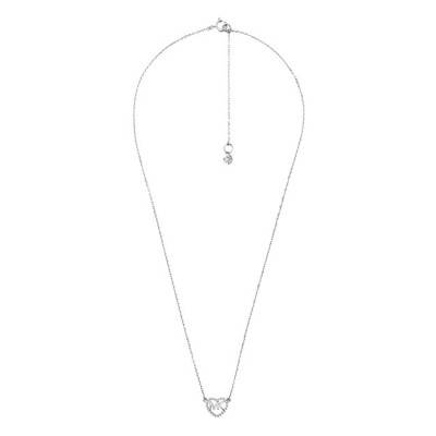 Collier MK cœur argent rhodié et zircons, Longueur 40,6 cm à 45,7 cm - Michael Kors