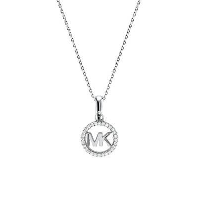 Rhodium-Plated MK Pavé Necklace, Length 40.6 cm to 45.6 cm - Michael Kors
