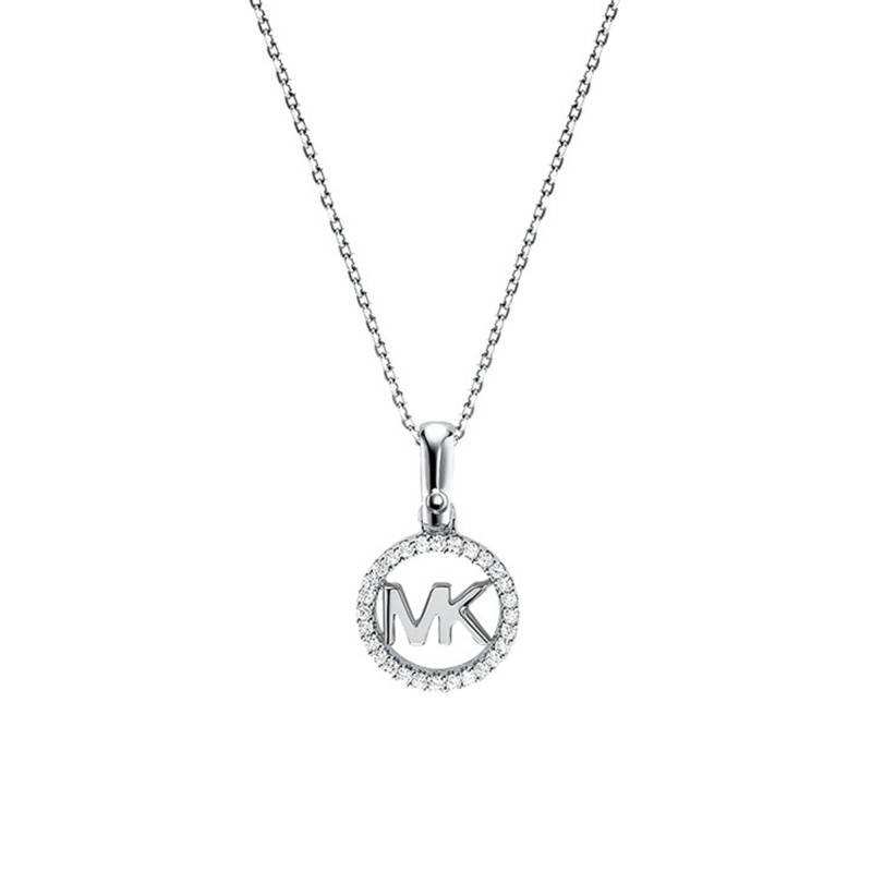 Rhodium-Plated MK Pavé Necklace, Length 40.6 cm to 45.6 cm - Michael Kors