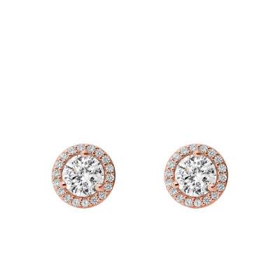 Clous d'Oreilles Halo, Zircons & Plaqué Or Rose - Michael Kors