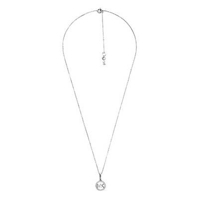 Rhodium-Plated MK Pavé Necklace, Length 40.6 cm to 45.6 cm - Michael Kors
