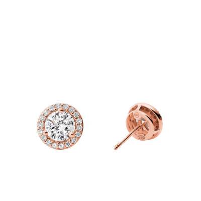 Rose Gold-Plated Halo Zirconia Stud Earrings - Michael Kors
