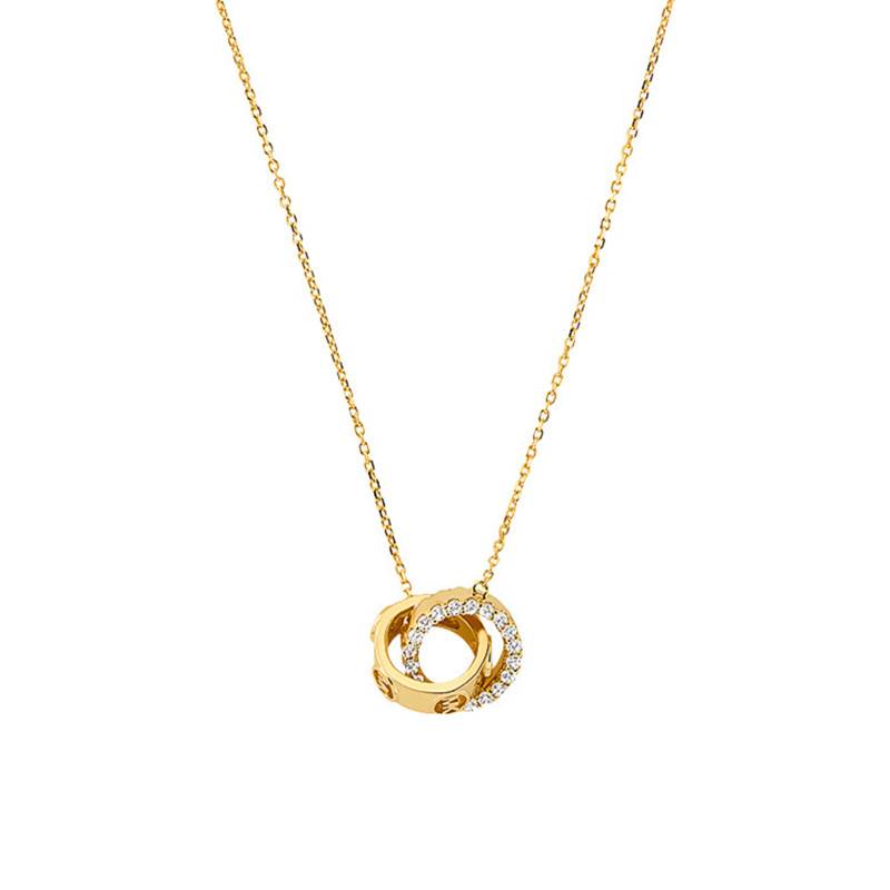 925 Silver Yellow Gold-Plated Kors MK Necklace, Length 40.6 cm to 45.7 cm - Michael Kors