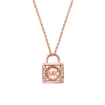 925 Silver & Cubic Zirconia Padlock Necklace, Length 38 cm to 43 cm - Michael Kors