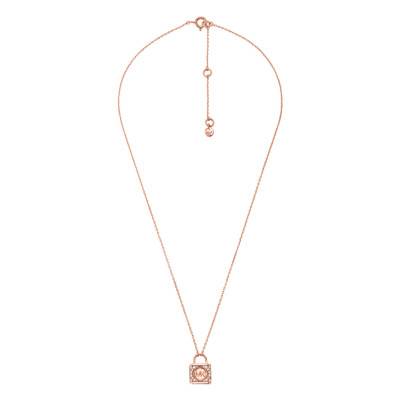 925 Silver & Cubic Zirconia Padlock Necklace, Length 38 cm to 43 cm - Michael Kors