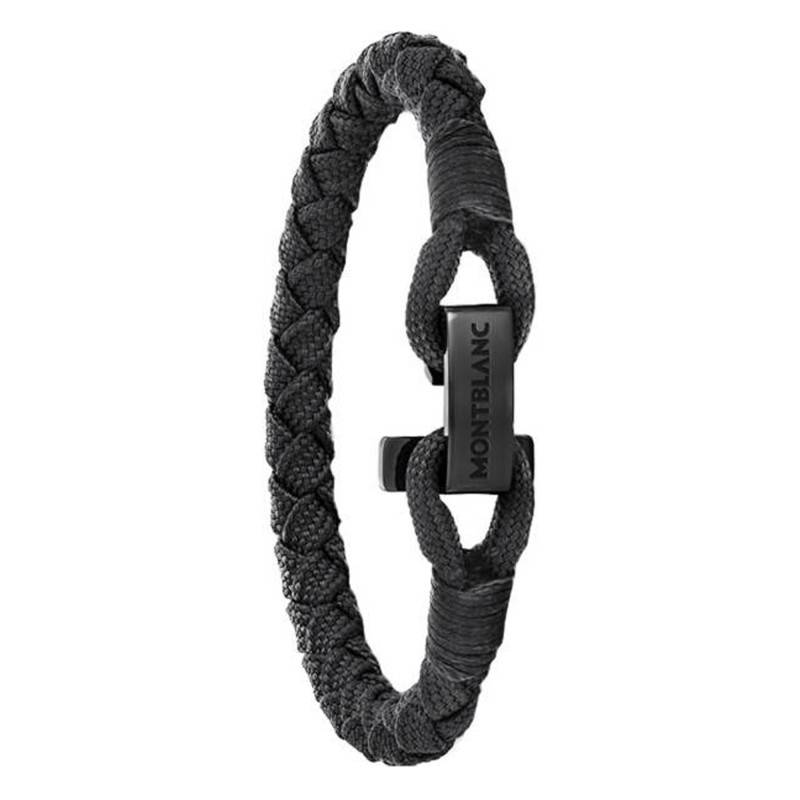 Black Braided Nylon & Steel T-Hook Bracelet, Length 17.50 cm to 18.50 cm - MB130861 - Montblanc