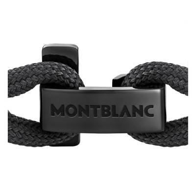 Black Braided Nylon & Steel T-Hook Bracelet, Length 17.50 cm to 18.50 cm - MB130861 - Montblanc
