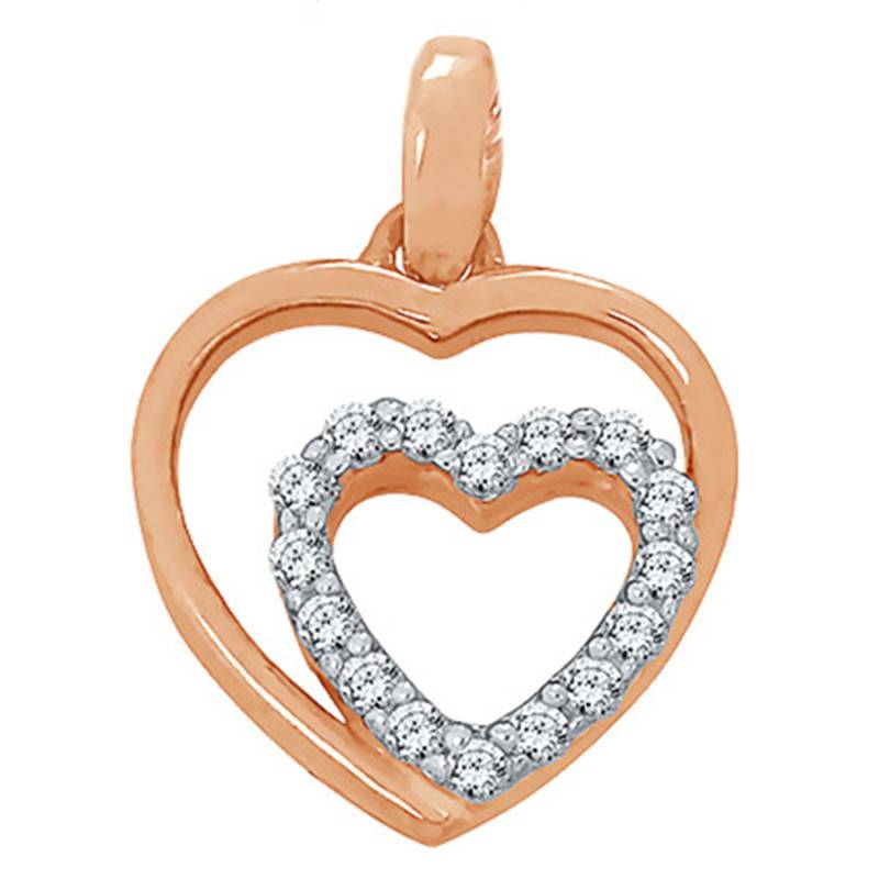 Pendentif Coeur en Or Rose & Diamants 0,04 ct - Emanessence