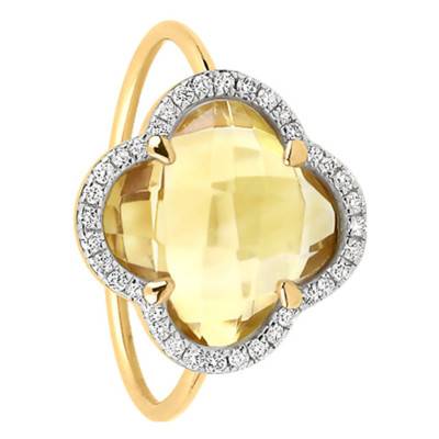 Yellow 750/1000 Gold, Diamond & Citrine Ring - Morganne Bello