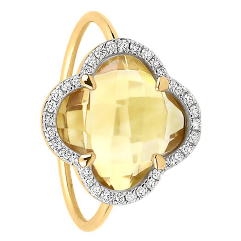 Yellow 750/1000 Gold, Diamond & Citrine Ring - Morganne Bello