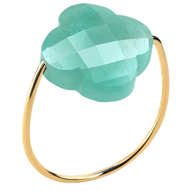 18K Yellow Gold & Amazonite Clover Ring - Morganne Bello