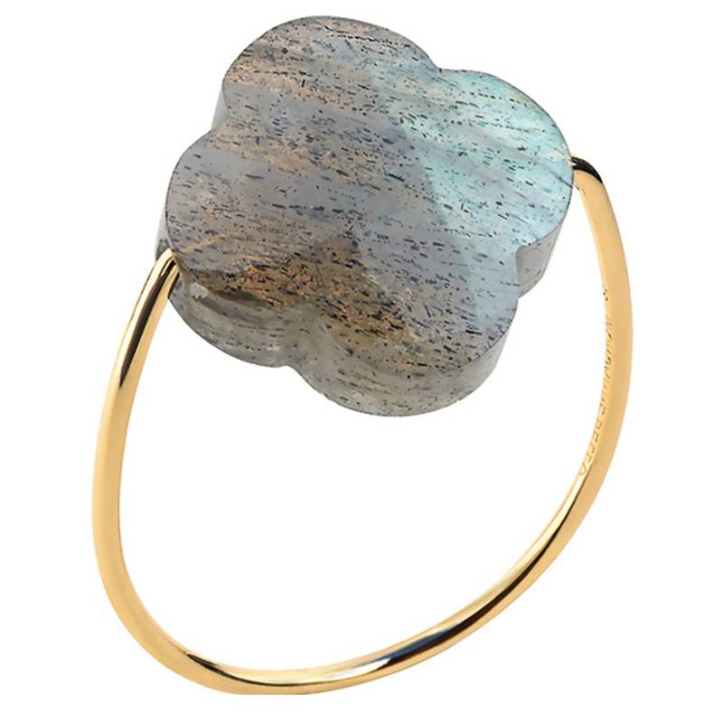 750/1000 Yellow Gold & Labradorite Clover Ring - Morganne Bello