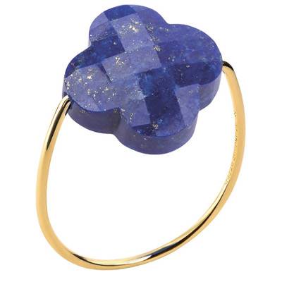 Bague Or Jaune 750 Trèfle Lapis Lazuli - Morganne Bello