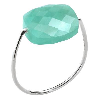 Bague Amazonite Coussin & Or Blanc 750 - Morganne Bello