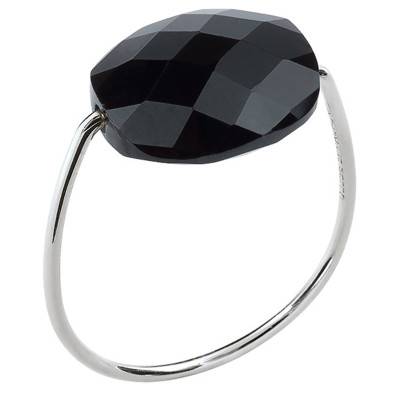 Bague Or Blanc 750 Coussin Onyx - Morganne Bello
