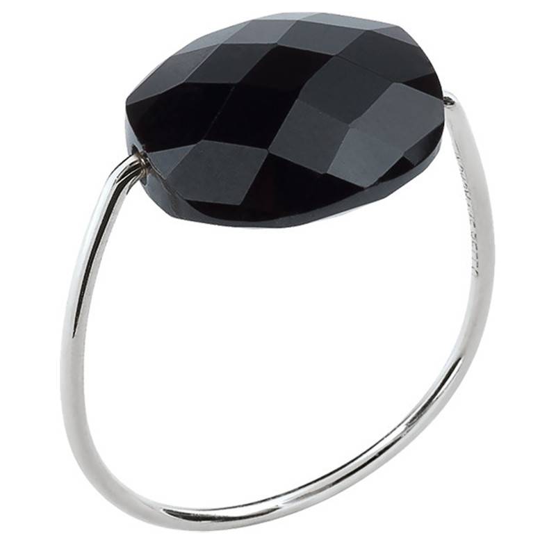 750 White Gold & Cushion Onyx Ring - Morganne Bello