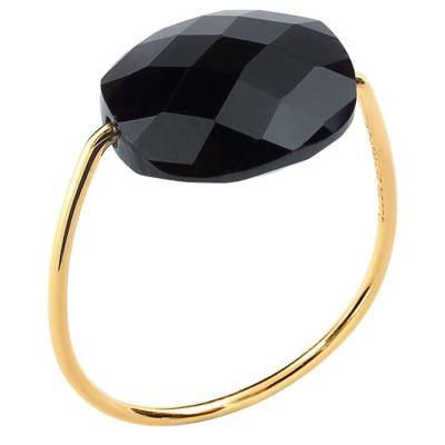 18K Yellow Gold & Cushion Onyx Ring - Morganne Bello