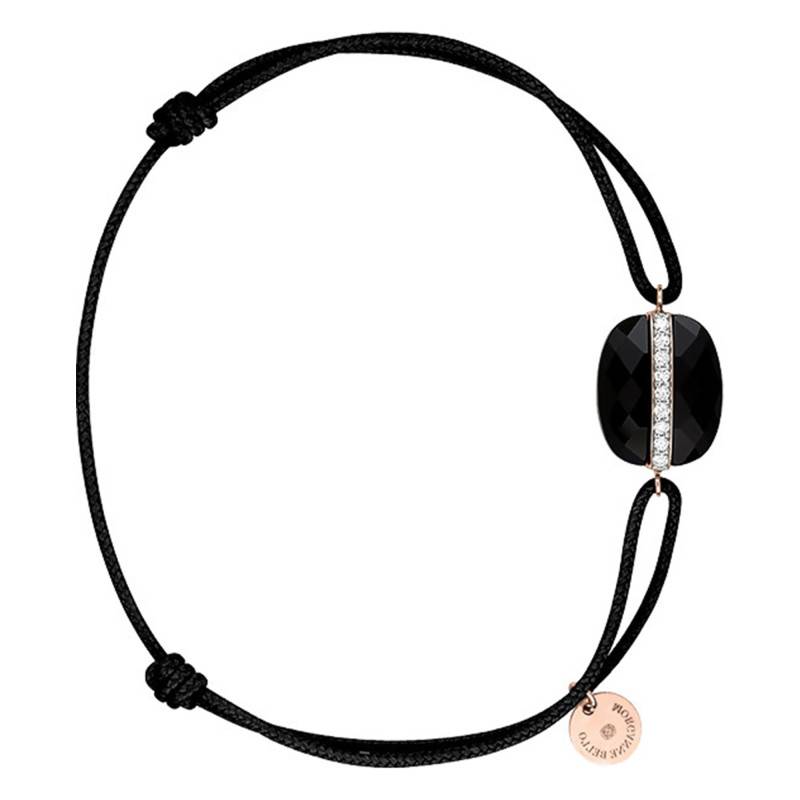 Morganne Bello Aurore Black Cord 750/1000 Rose Gold & Cushion Onyx and Diamonds Bracelet - Morganne Bello