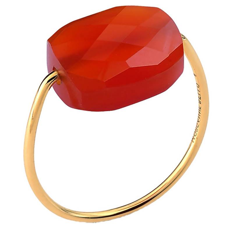 Yellow 750/1000 Gold & Cushion Carnelian Ring - Morganne Bello