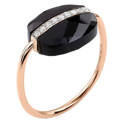 Bague Aurore Onyx et Diamants, Or Rose 750 - Morganne Bello