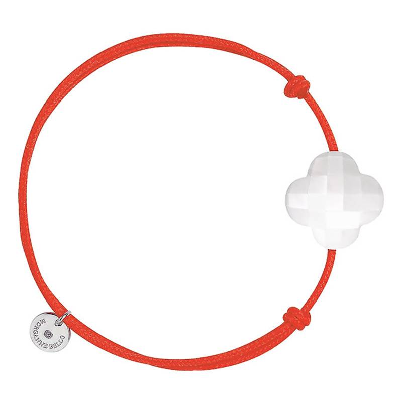 Orange Clover White Agate Cord Bracelet, Adjustable - Morganne Bello