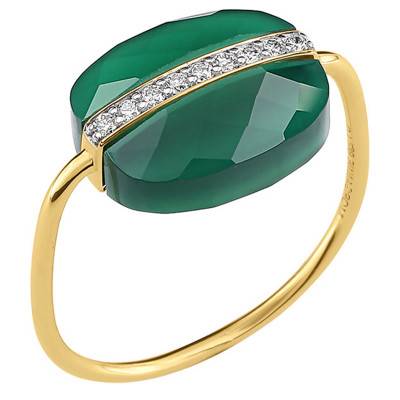 Bague Aurore Agate Verte & Diamants, Or Jaune - Morganne Bello