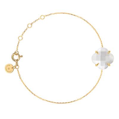 Bracelet Victoria Nacre Blanche & Or Jaune, Longueur 17 cm Ajustable - Morganne Bello