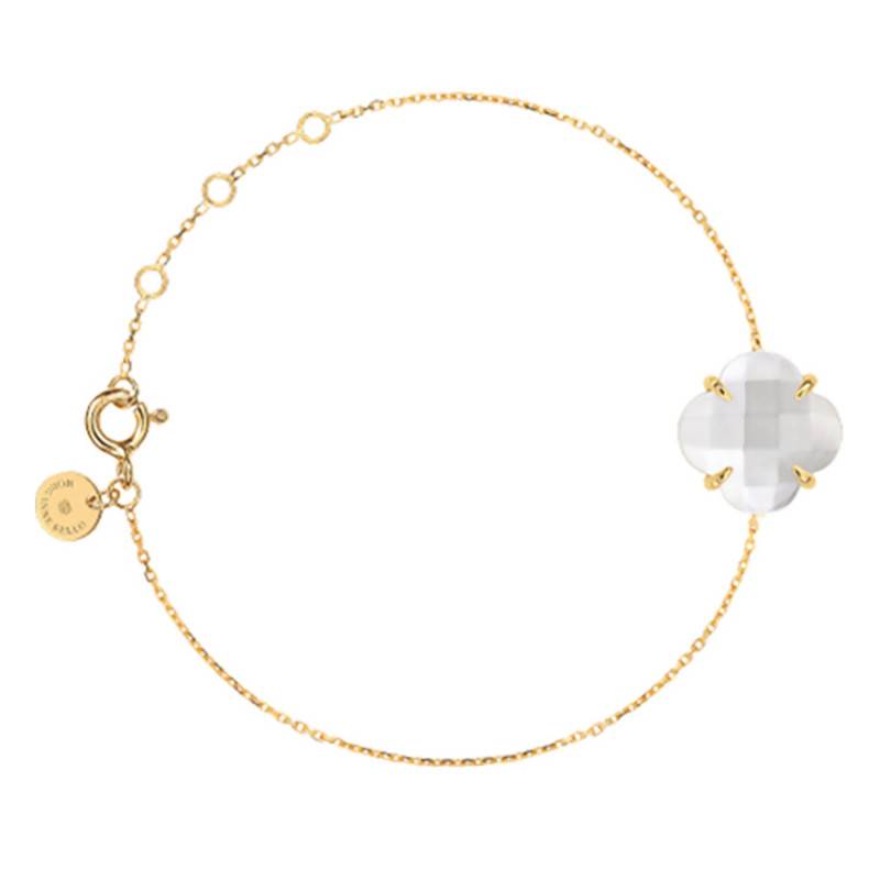Victoria 750/1000 Yellow Gold & White Mother-of-Pearl Bracelet, Adjustable Length 17 cm - Morganne Bello