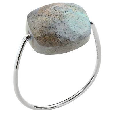 Bague Or Blanc Coussin Labradorite - Morganne Bello